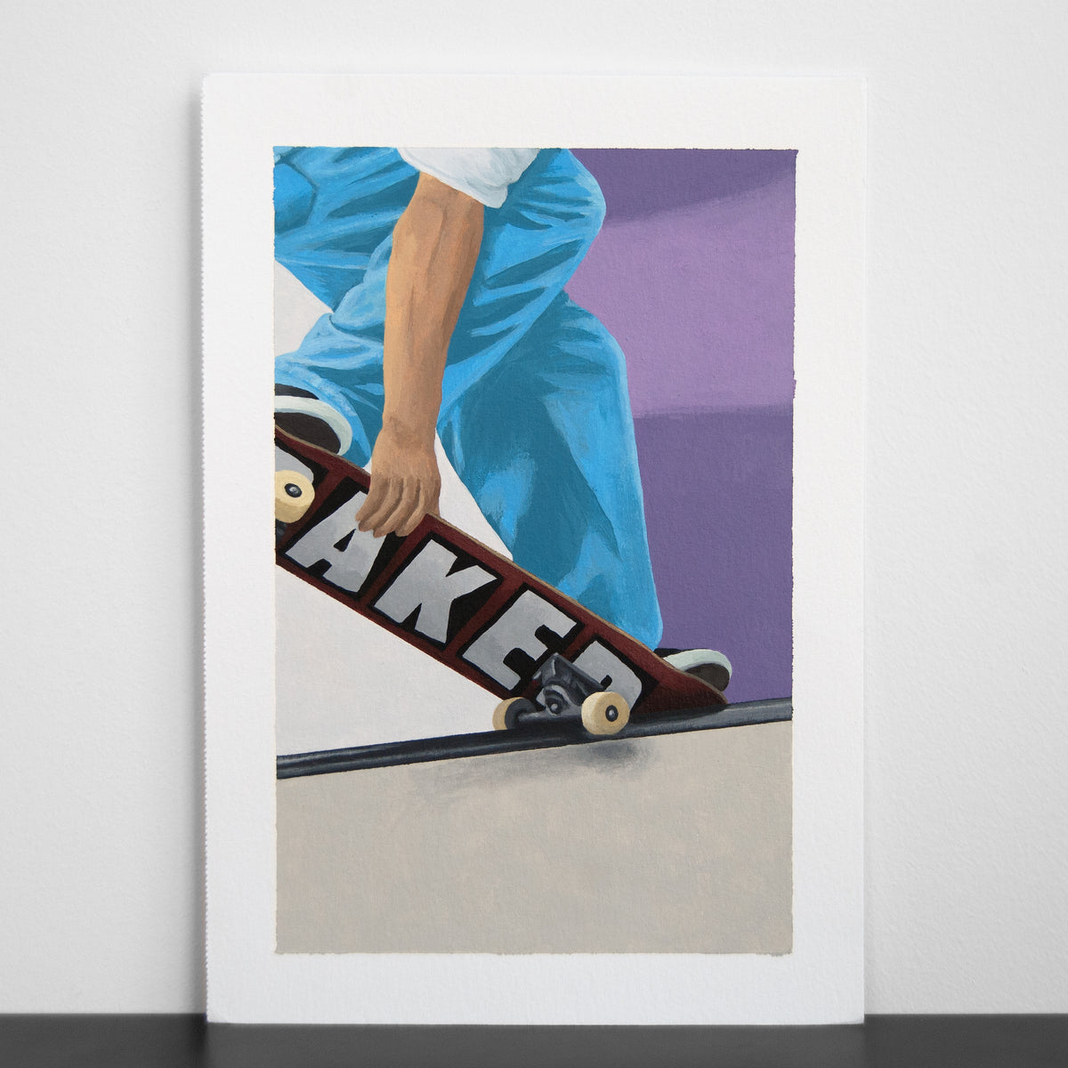 Skateboarder doing a trick on the coping of a ramp